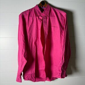 Port Authority Long Sleeve Button Down Shirt Dark Pink Sz XL